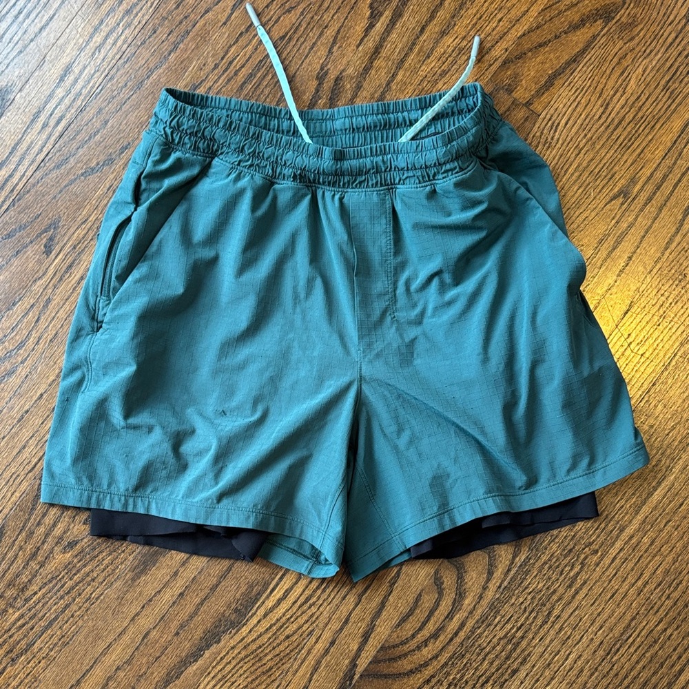 lululemon athletica Teal and Black Sports Shorts